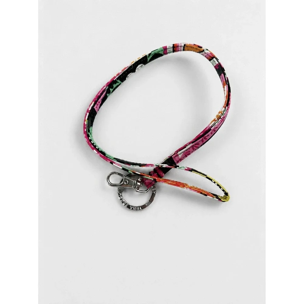 Vera Bradley Colorful Floral Fabric Lanyard Key Ring Clip Pink Multicolor